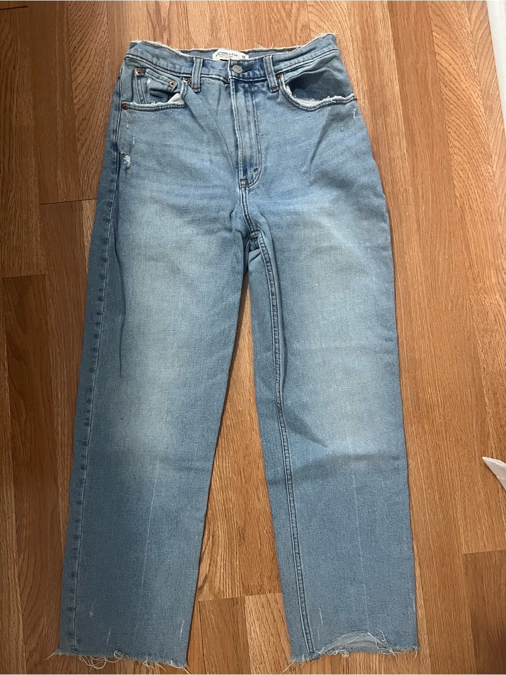 Abercrombie & Fitch Light Blue High-Rise Straight Jeans